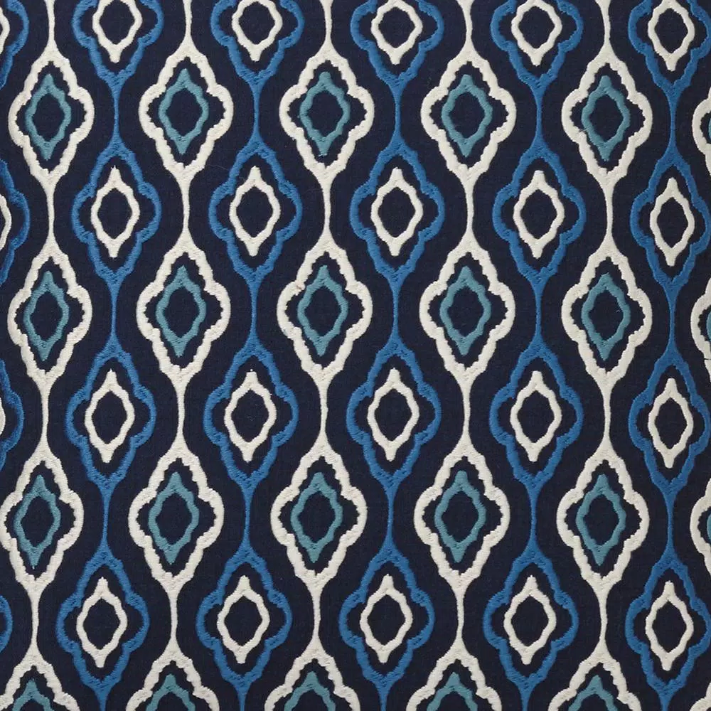 The Company Store Embroidered Blue Ogee 20x20 Decorative Throw Pillow Cover
