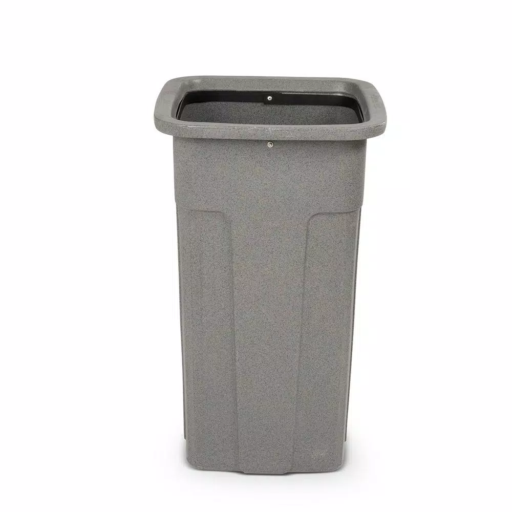 Toter Slimline 25 Gallon Square Trash Can - Graystone Heavy Duty Polyethylene