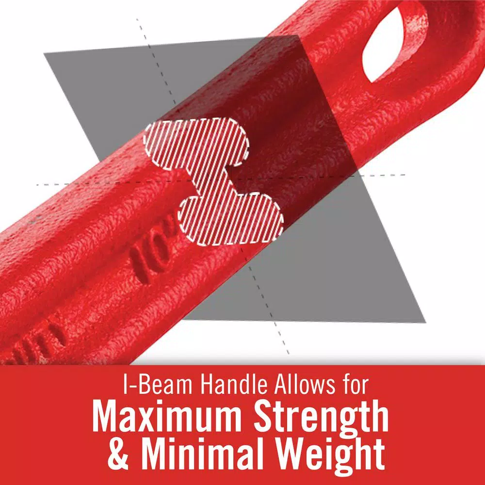RIDGID 10 in. Heavy-Duty Straight Pipe Wrench, Ductile-Iron with I-Beam Handle