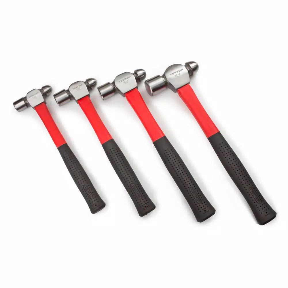 TEKTON 4-Piece Ball Peen Hammer Set, 8, 12, 16, and 24 oz. with Fiberglass Composite Handles