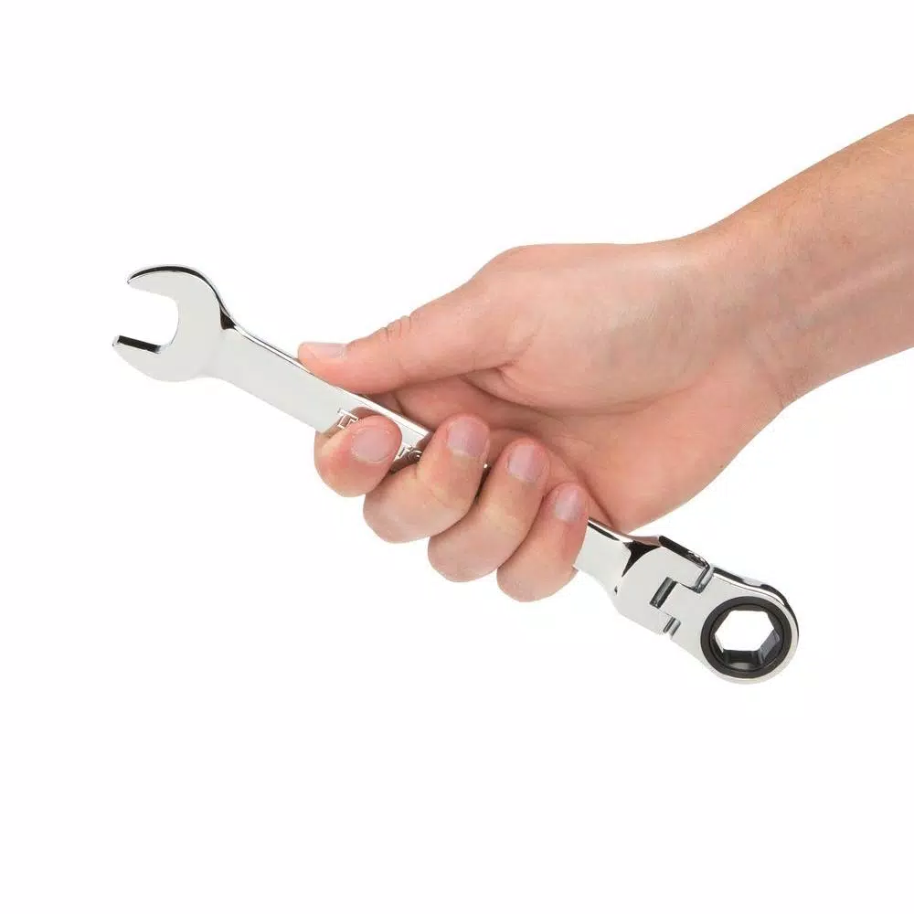 TEKTON 17 mm Flex-Head Ratcheting Combination Wrench, 6-Point Box End