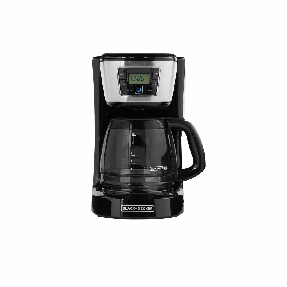 BLACK+DECKER 12-Cup Programmable Drip Coffee Maker with QuickTouch Panel and Evenstream Showerhead, Black