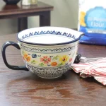 GIBSON elite Luxembourg Hand Painted Stoneware Mixing Bowl with Spout and Handle, 2 Qt. thumbnail 4