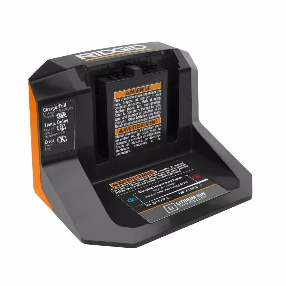 RIDGID 18V Lithium-Ion Battery Charger with Smart Charging Indicator