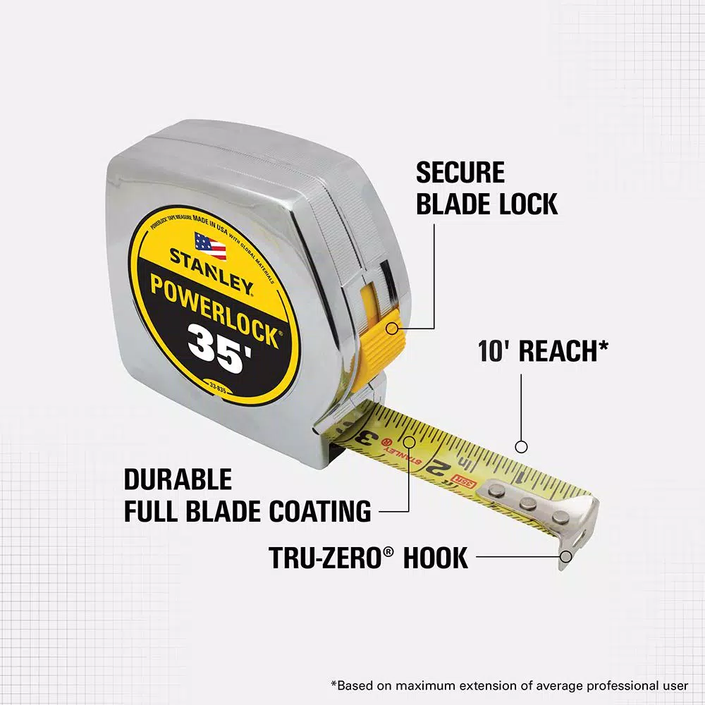 STANLEY PowerLock 35 ft. Tape Measure with Tru-Zero Hook