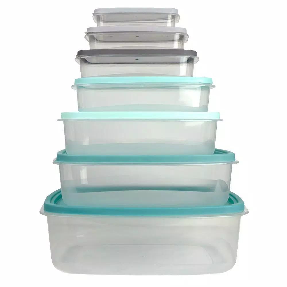 Unbranded 14-Piece Plastic Food Storage Container Set with Secure Snap-On Lids, Multi-Color