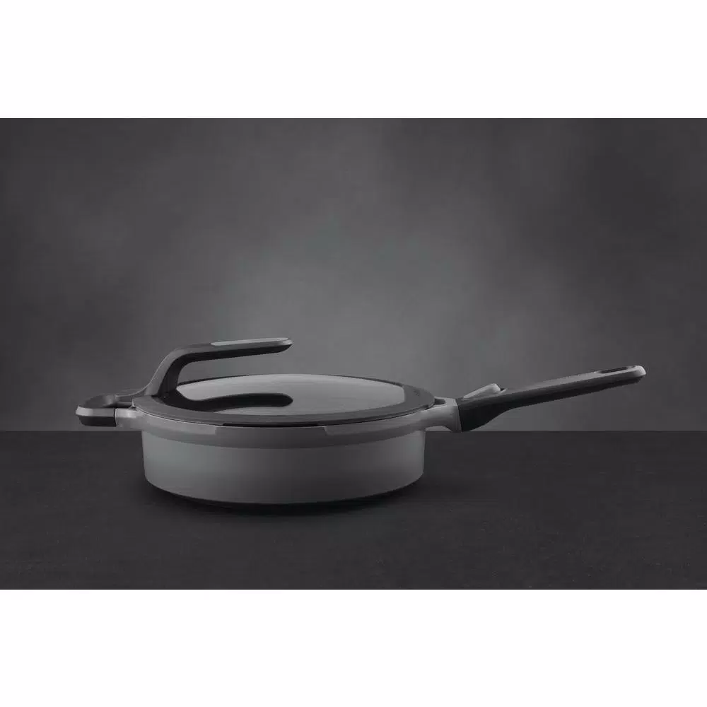 BergHOFF GEM Stay Cool 3.2 qt. Cast Aluminum Nonstick Saute Pan with Glass Lid, Gray
