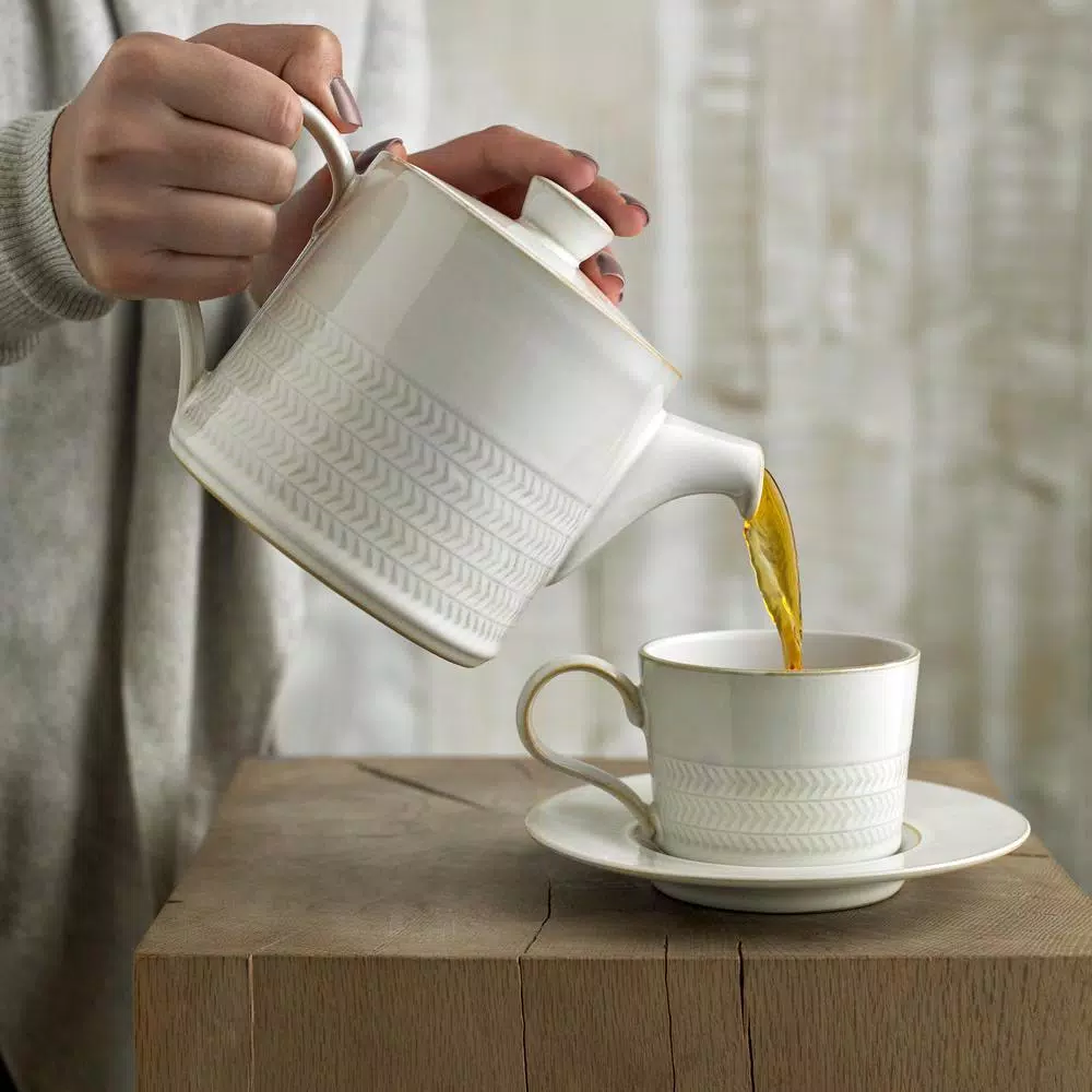 Denby Natural Canvas Textured Stoneware Teapot, White