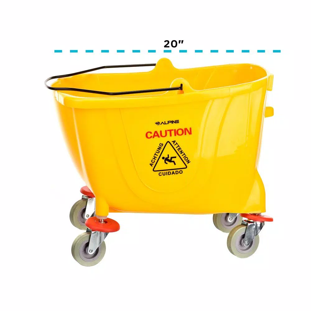 Alpine Industries 36 Qt. Mop Bucket with Down Press Wringer, Yellow