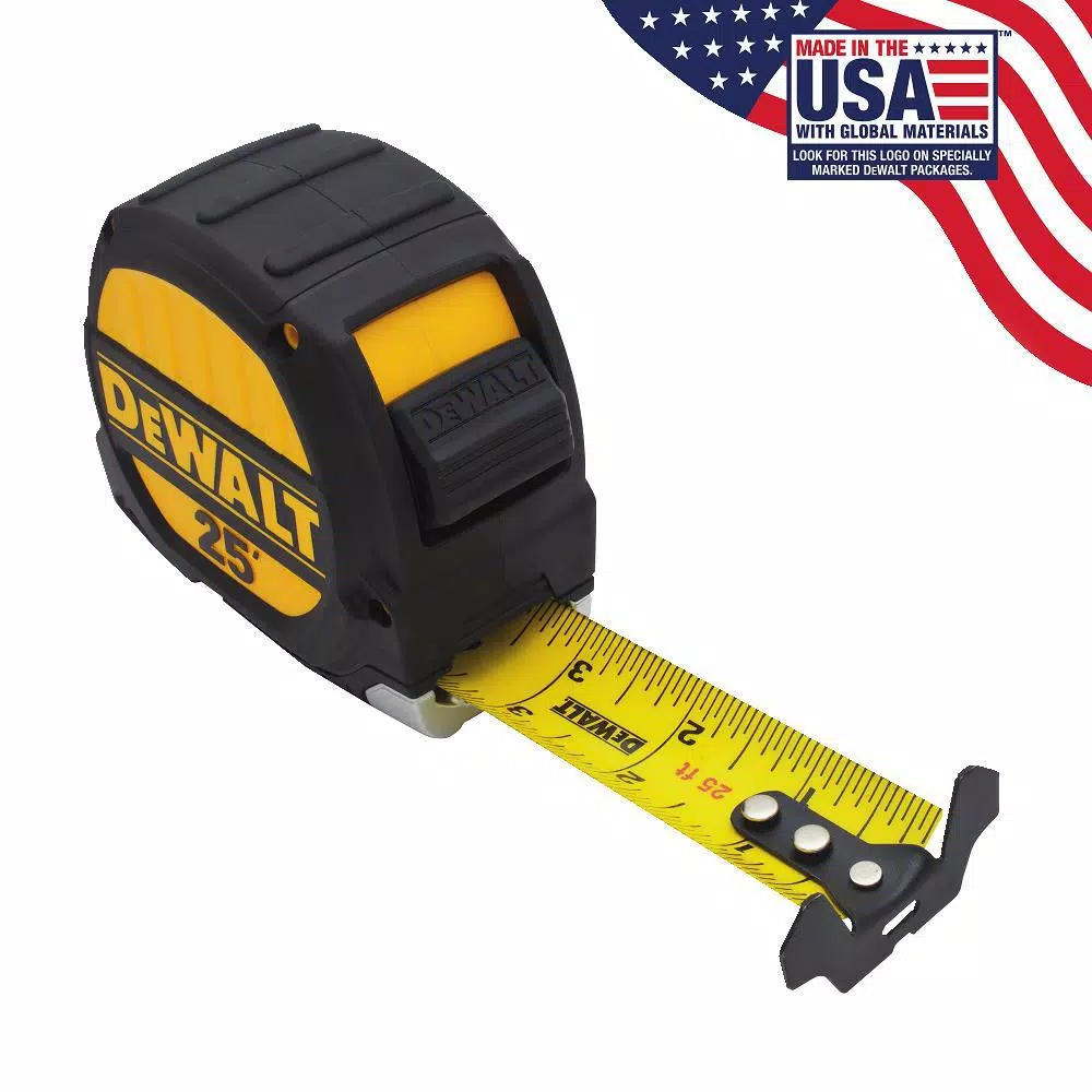 DEWALT 25 ft. x 1-1/4 in. Heavy-Duty Construction Tape Measure with Reinforced ABS Housing
