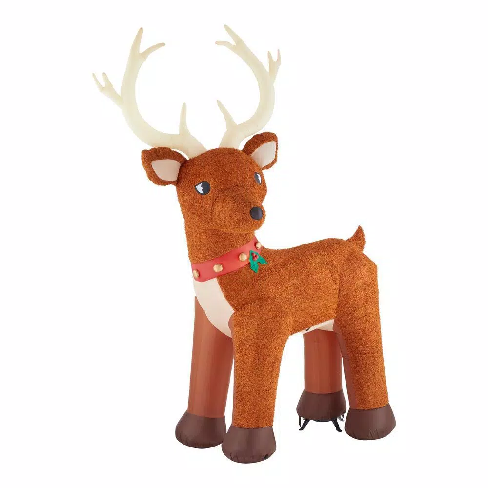 Home Accents Holiday 10.5 ft. Pre-Lit LED Giant Fuzzy Standing Reindeer Inflatable Outdoor Christmas Decoration