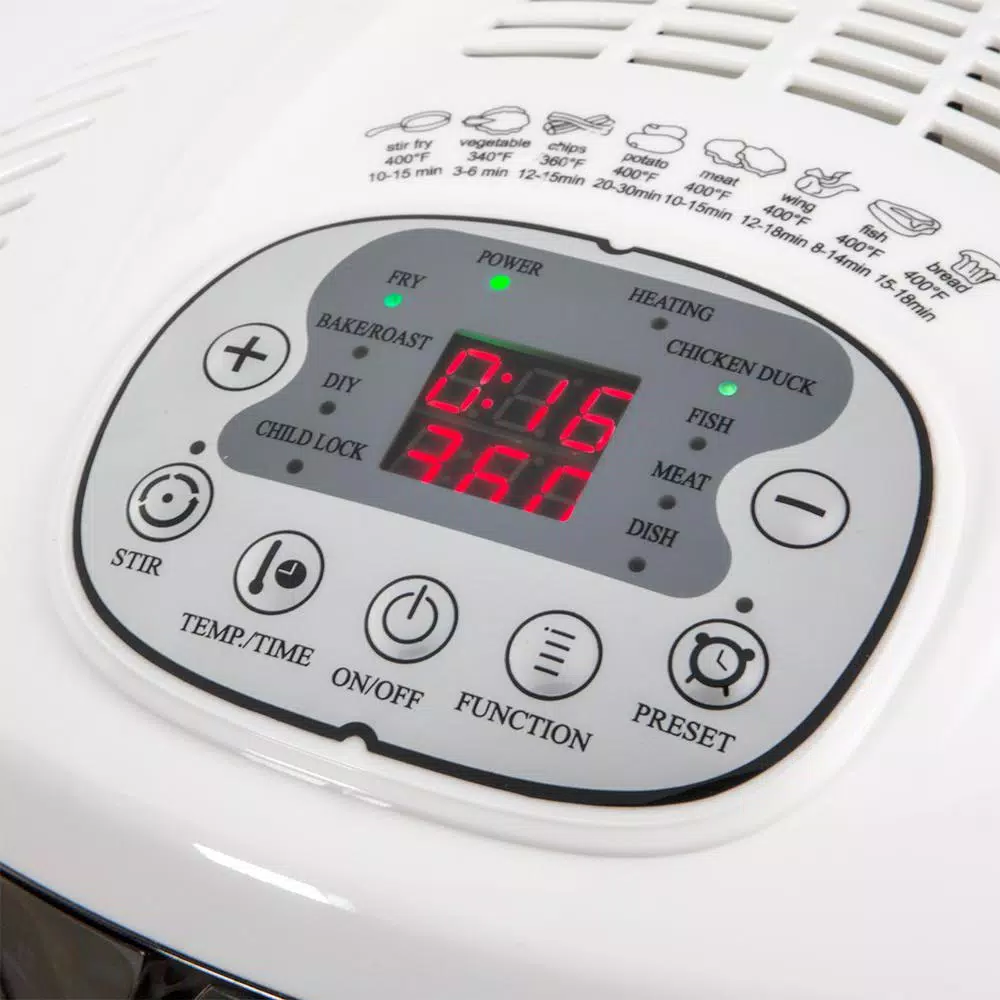Barton Ensue 6.3 Qt Air Fryer, 1700W Multi-Functional Electric Oil-Free Cooker with 8 Programs, White