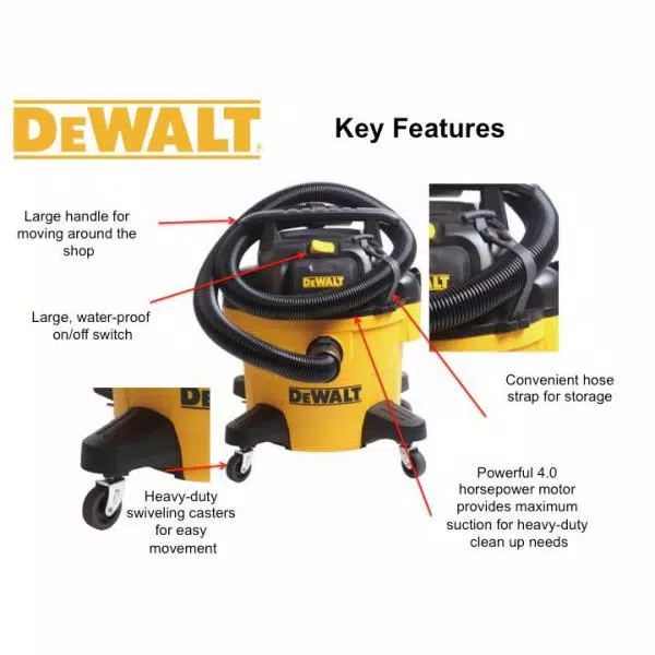 DEWALT 6 Gal. Poly Wet/Dry Vacuum with 4 Peak HP Motor and 10 ft. Power Cord