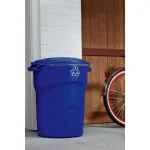 Rubbermaid Roughneck 32 Gallon Outdoor Recycling Bin, Blue thumbnail 3