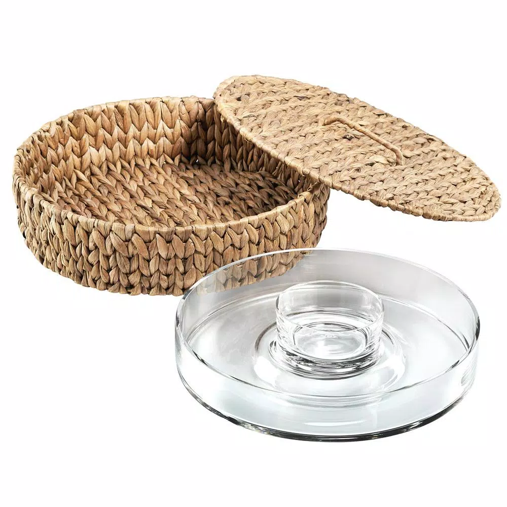 Artland Garden Terrace 13.5 in. Chip and Dip Server with Water Hyacinth Base and Lid
