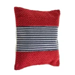 LR Home Bright Red Striped Throw Pillow, 20 in. x 20 in. Textured Cotton Accent Pillow thumbnail 2