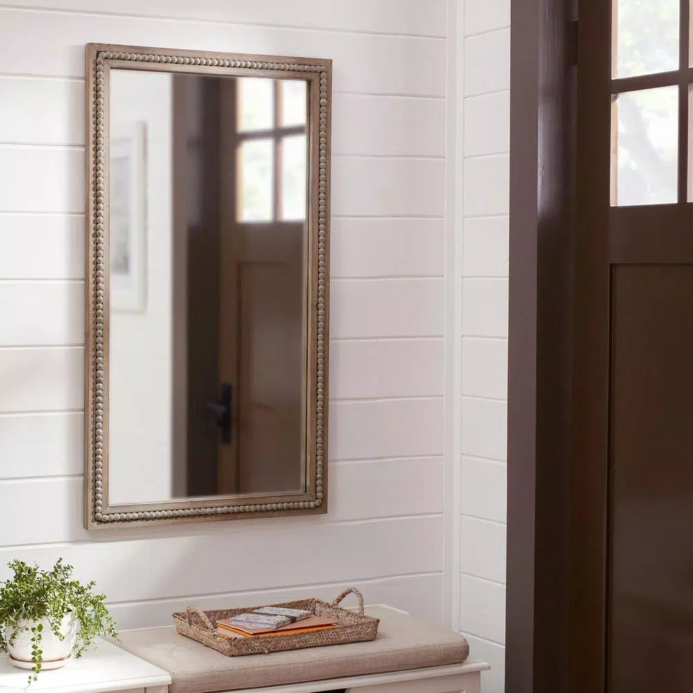 Home Decorators Collection Large Rectangle Brown Antiqued Wood Accent Mirror