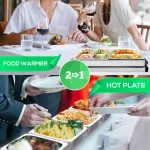 NutriChef 27.6 in. 3-Burner Stainless Steel Electric Buffet Server Food Warming Tray thumbnail 6