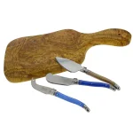 Unbranded 14 in. Olive Wood Cheese Board Set with 3 Laguiole Cheese Knives thumbnail 1