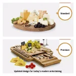 Bambusi Bambsi Bamboo Cheese Board and Cutlery Set with Slide Out Drawer and 4 Utensils thumbnail 7