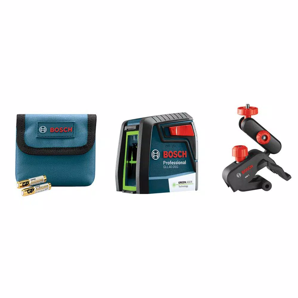Bosch GLL40-20G VisiMax Green Beam Self-Leveling Cross Line Laser, 40 ft.