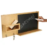 Mind Reader Brown Wall Mount Chalkboard Memo Board with Storage Hooks thumbnail 2