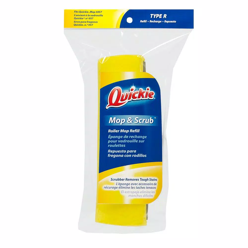 Quickie Type R Automatic Roller Mop Head Refill with Cellulene Sponge and Scrubber