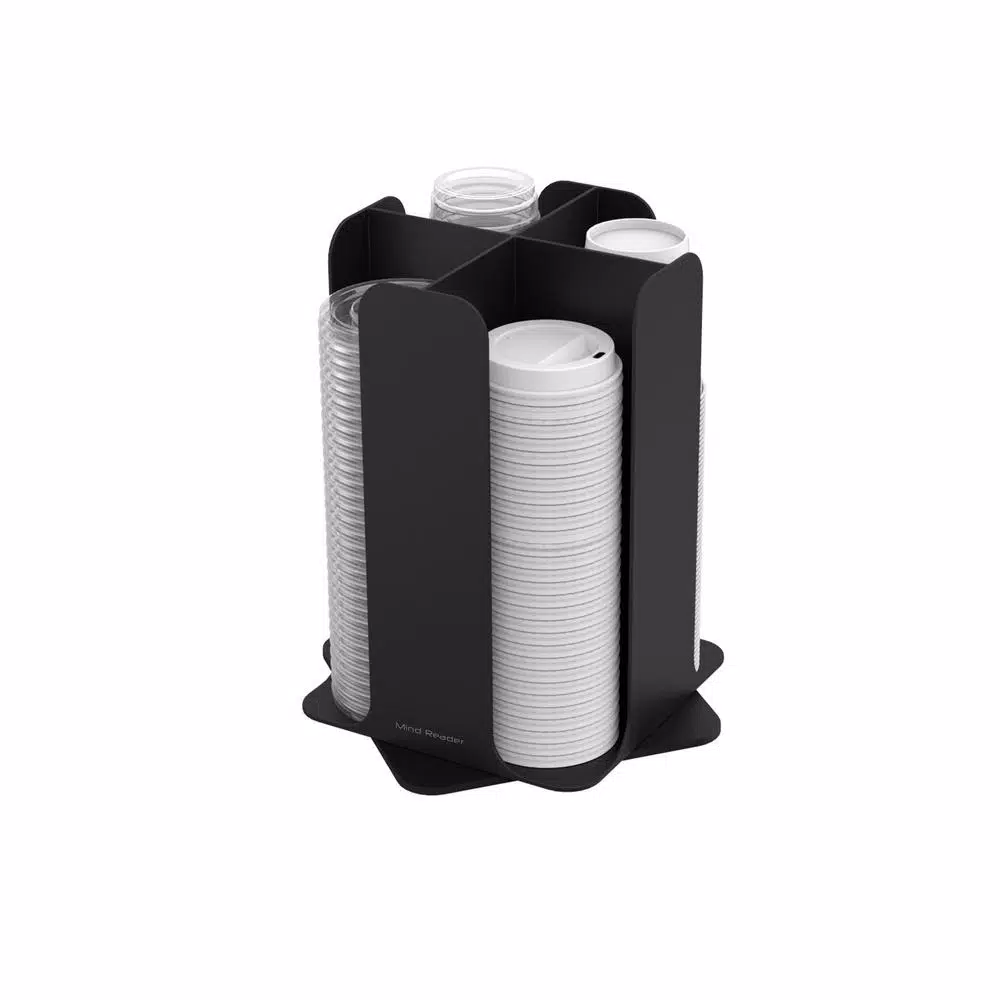 Mind Reader Black Coffee Pod and Condiment Organizer Station with Cup and Lid Storage