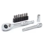 Husky 30-Piece 1/4 in. Drive SAE/Metric Ratchet and Socket Set thumbnail 4