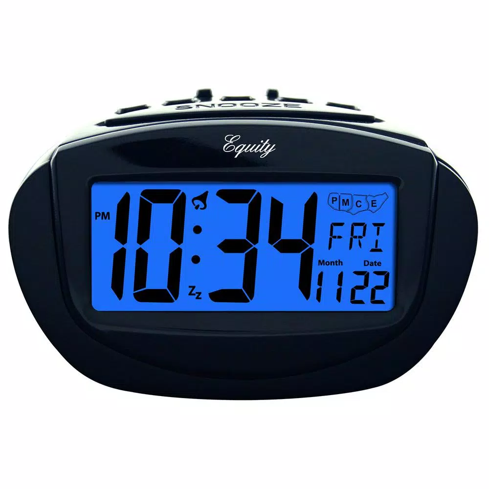 La Crosse Technology Insta-Set Digital LCD Alarm Clock with Calendar and Backlight, Black