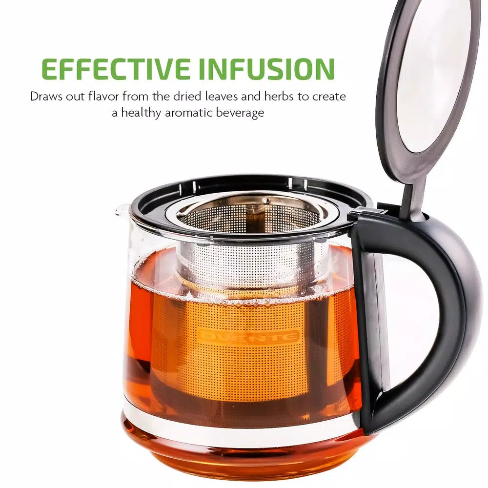 Ovente 3.4-Cup Glass Tea Kettle with Loose-Leaf Tea Infuser, Compatible with KG612S (FGK27B)