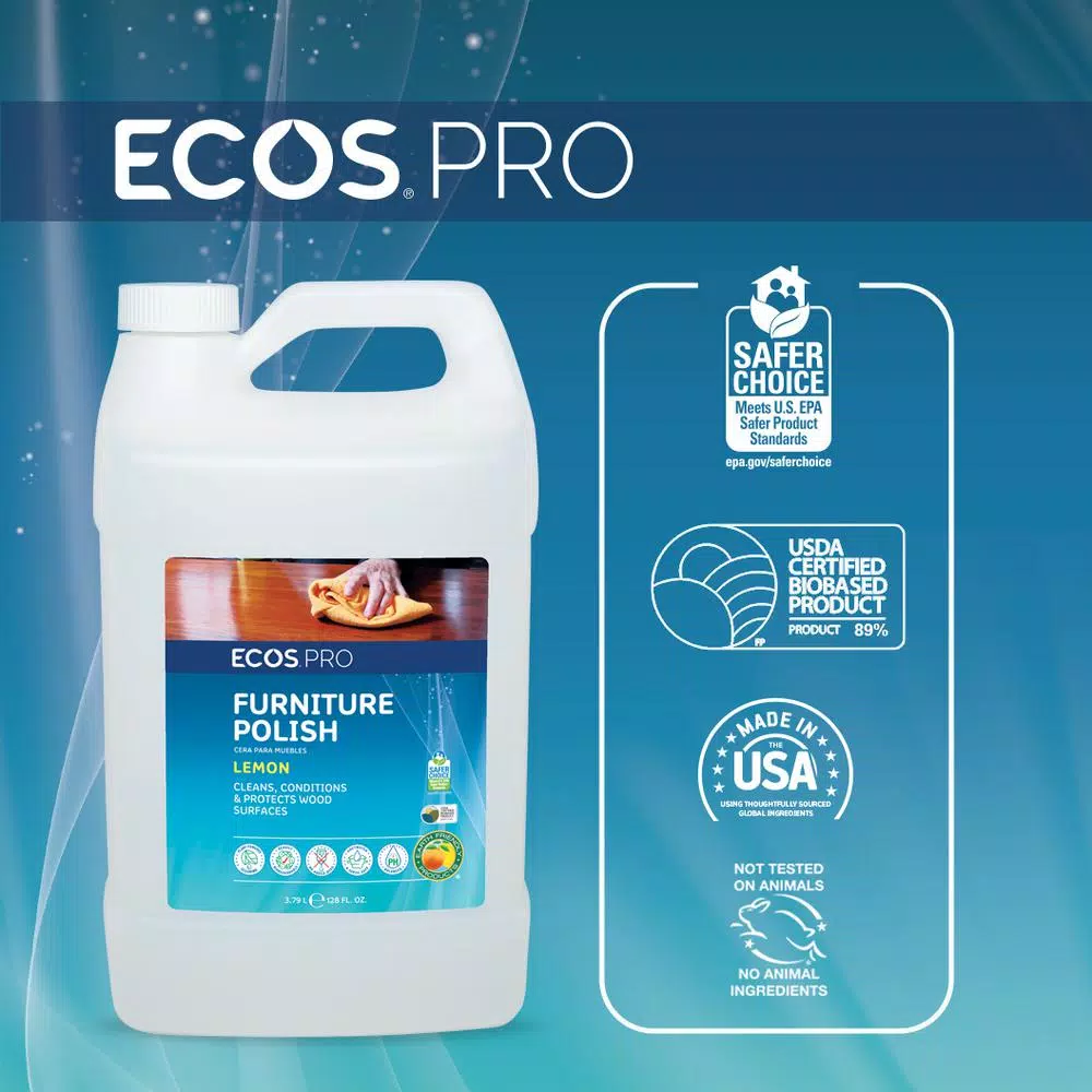 ECOS Pro Furniture Polish, 128 oz. Plant-Based Wood Cleaner and Conditioner