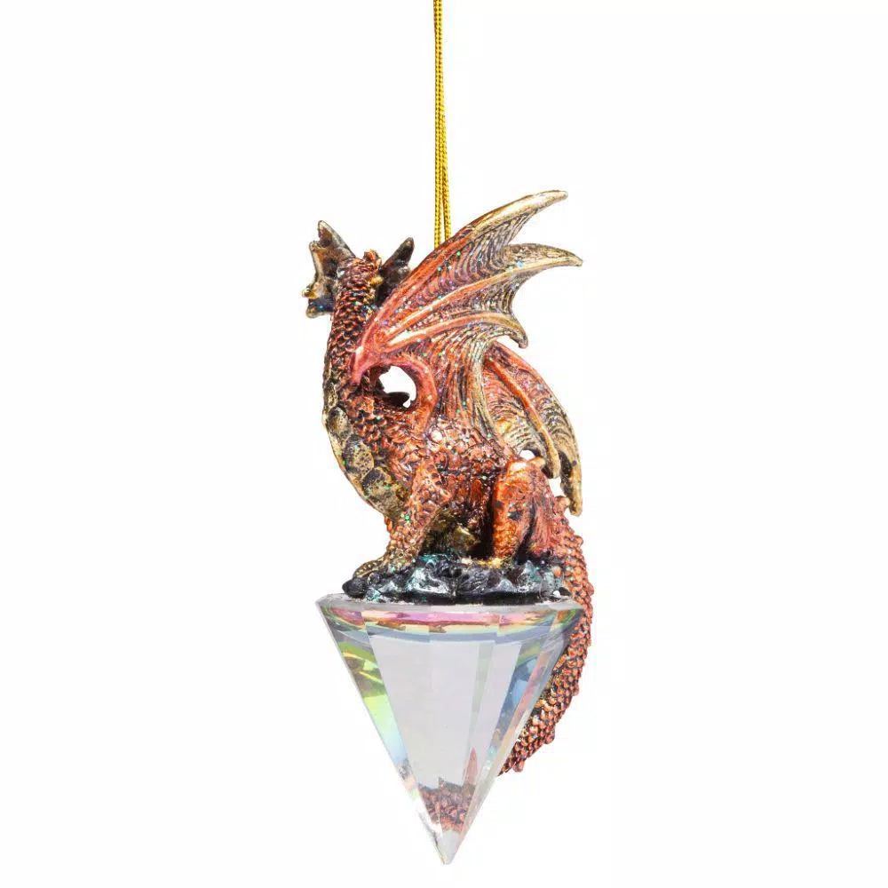 Design Toscano 3.5 in. Diamond Dragon Gothic Holiday Ornament Set, 3-Piece