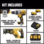 DEWALT 20V MAX XR Brushless Drill/Reciprocating Saw Combo Kit with (2) 5.0 Ah Batteries & Charger thumbnail 2