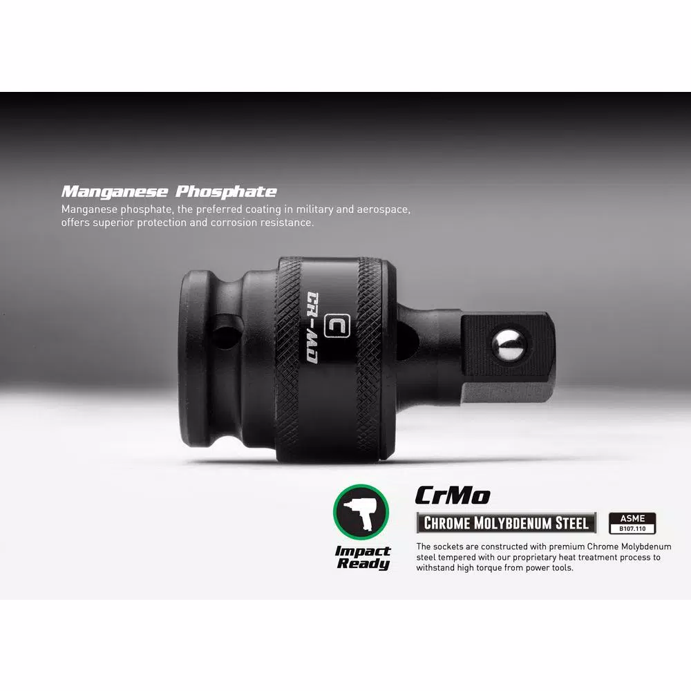 Capri Tools 3-Piece Impact Universal Joint Set, 1/4 in, 3/8 in, 1/2 in Drive
