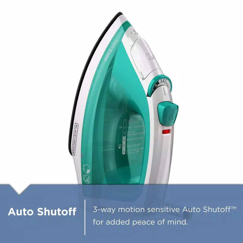 BLACK+DECKER Light 'N Easy Compact Steam Iron, 1200W, Teal