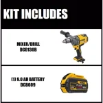 DEWALT DCD130B 60V MAX Cordless Brushless 1/2 in. Mixer/Drill with E-Clutch & (1) 9.0 Ah FLEXVOLT Battery thumbnail 2