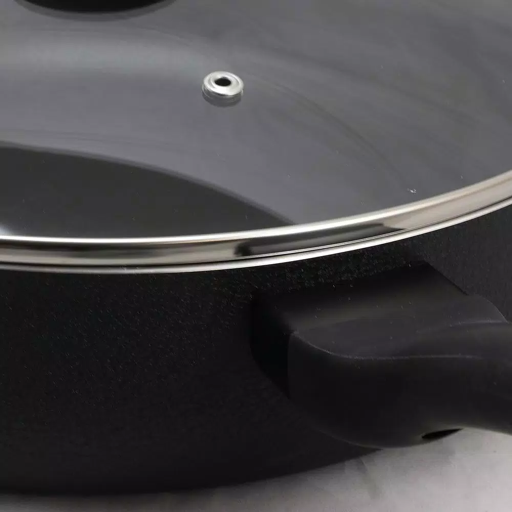 Oster Ashford 5 Qt. Aluminum Nonstick Saute Pan with Glass Lid, Black