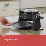BLACK+DECKER Rotating Belgian Waffle Maker, 2-Slice Nonstick Dual Cooking Plates, Black thumbnail 5