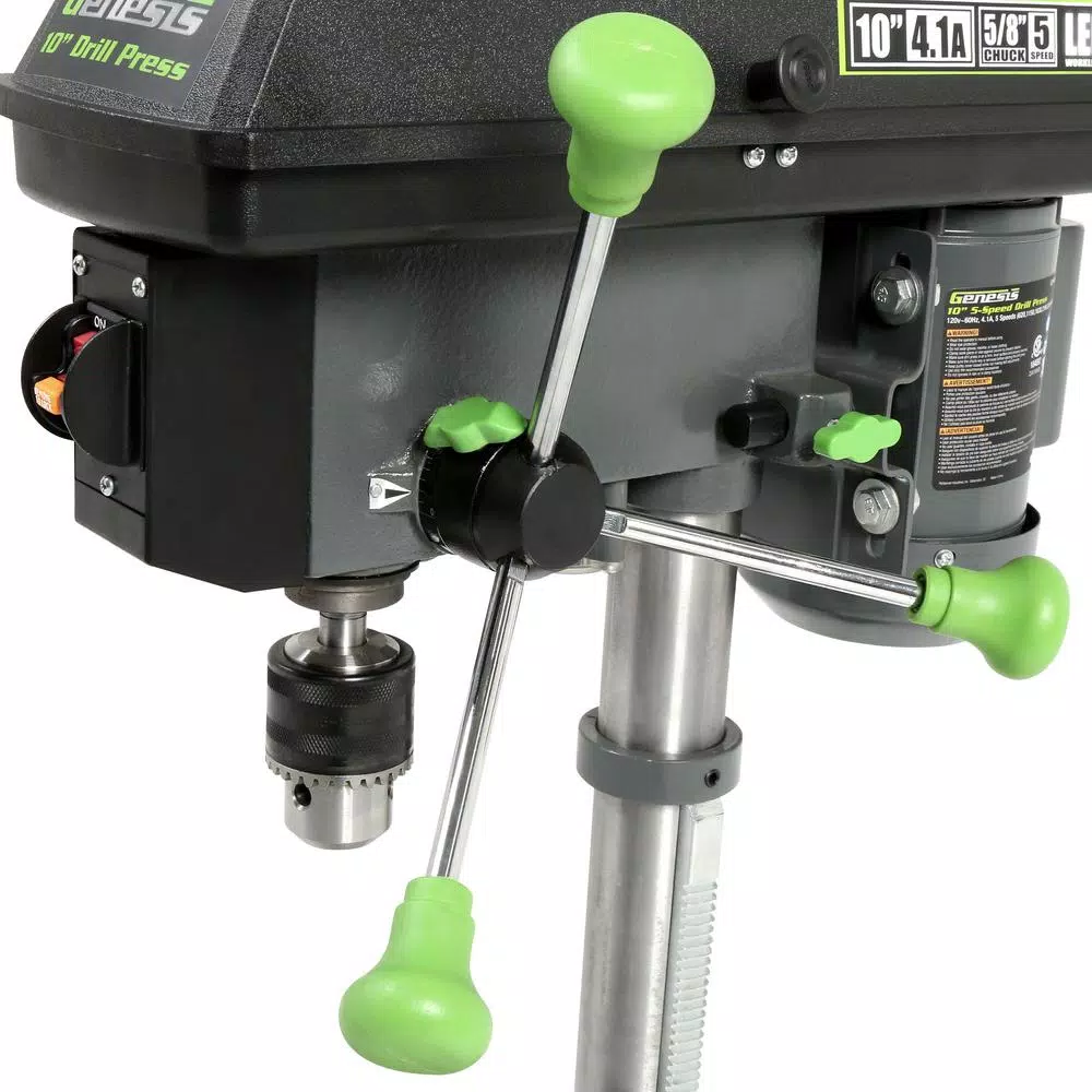 Genesis 10 in. 5-Speed Drill Press with 5/8 in. Chuck and LED Work Light