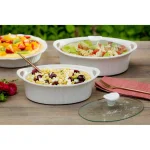 Corningware French White 1.5-Qt Oval Ceramic Casserole Dish with Glass Lid thumbnail 2