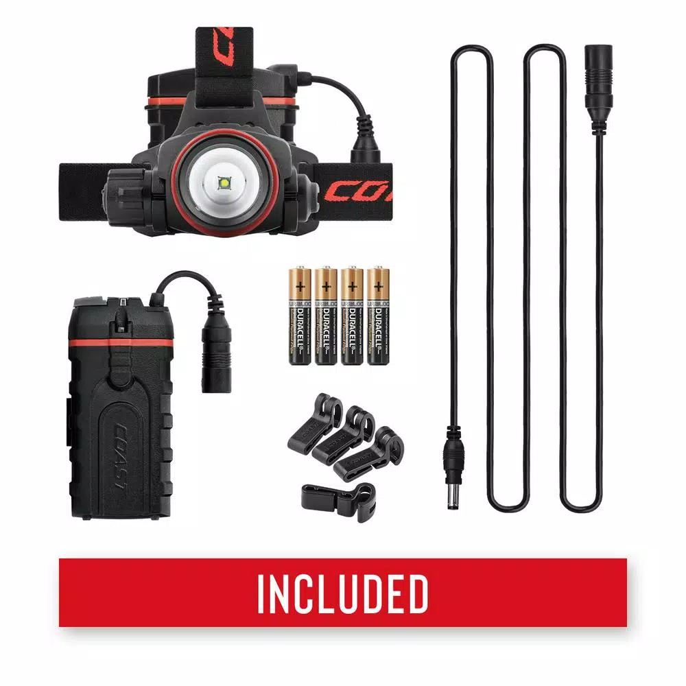 Coast HL8R 800 Lumen Rechargeable LED Headlamp with Twist Focus and Dual Power