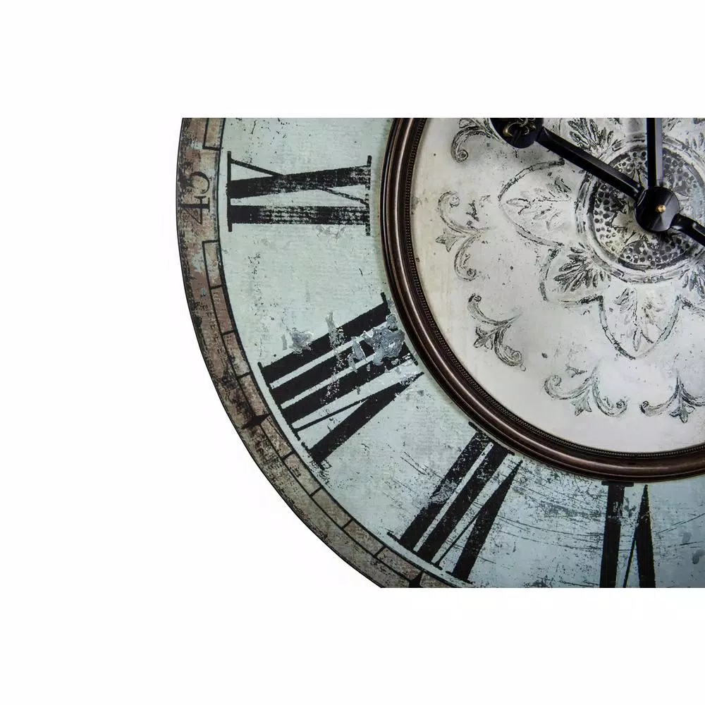 3R Studios Distressed Mint Green Wood Wall Clock - 29-inch French Country Style Oversized Analog Clock