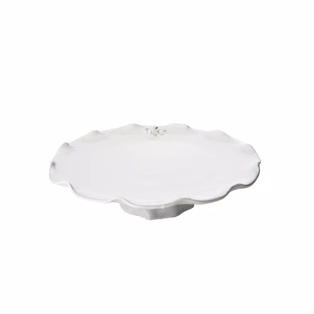 Abigails Fleur De Lis Ruffled Edge Ceramic Footed Cake Stand - Handcrafted in Italy