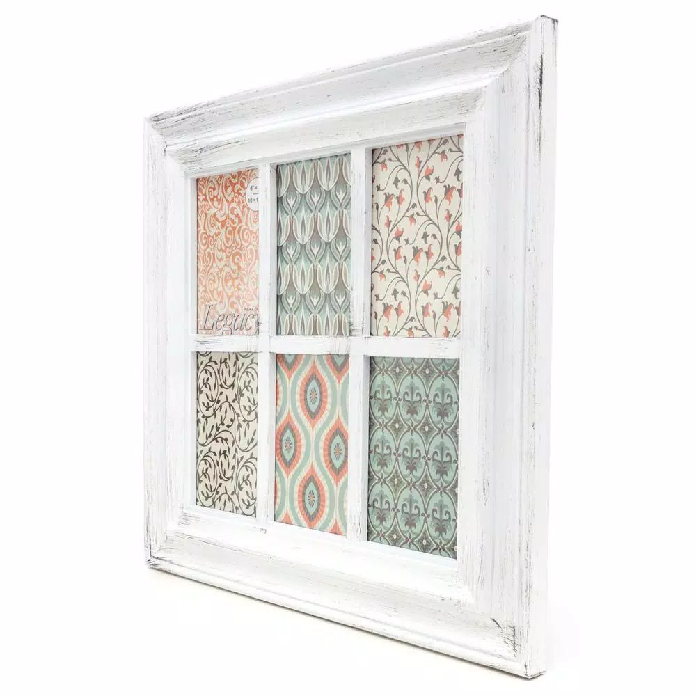 KG kieragrace KG Collage Photo Frame, Distressed White Farmhouse Style, Holds Six 4x6 Photos