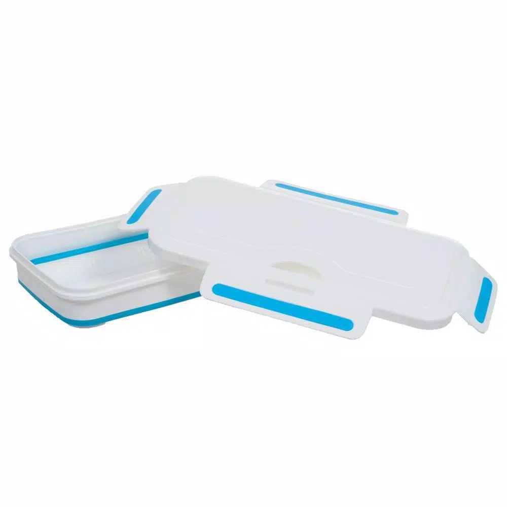 Classic Cuisine Rectangular Expandable Lunch Box with Dividers, Collapsible Food Storage