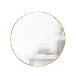 Umbra Hubba 34-inch Round Contemporary Brass Wall Mirror thumbnail 1