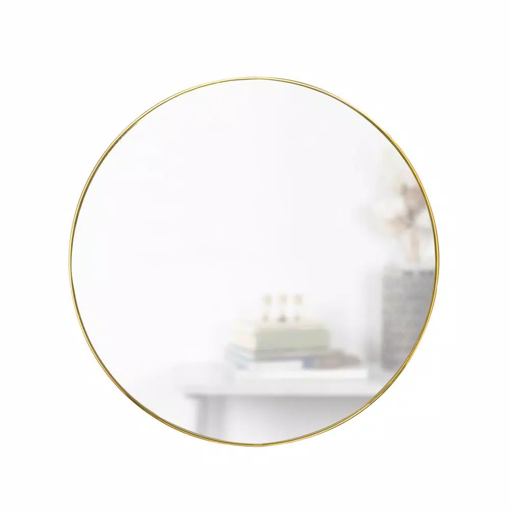 Umbra Hubba 34-inch Round Contemporary Brass Wall Mirror