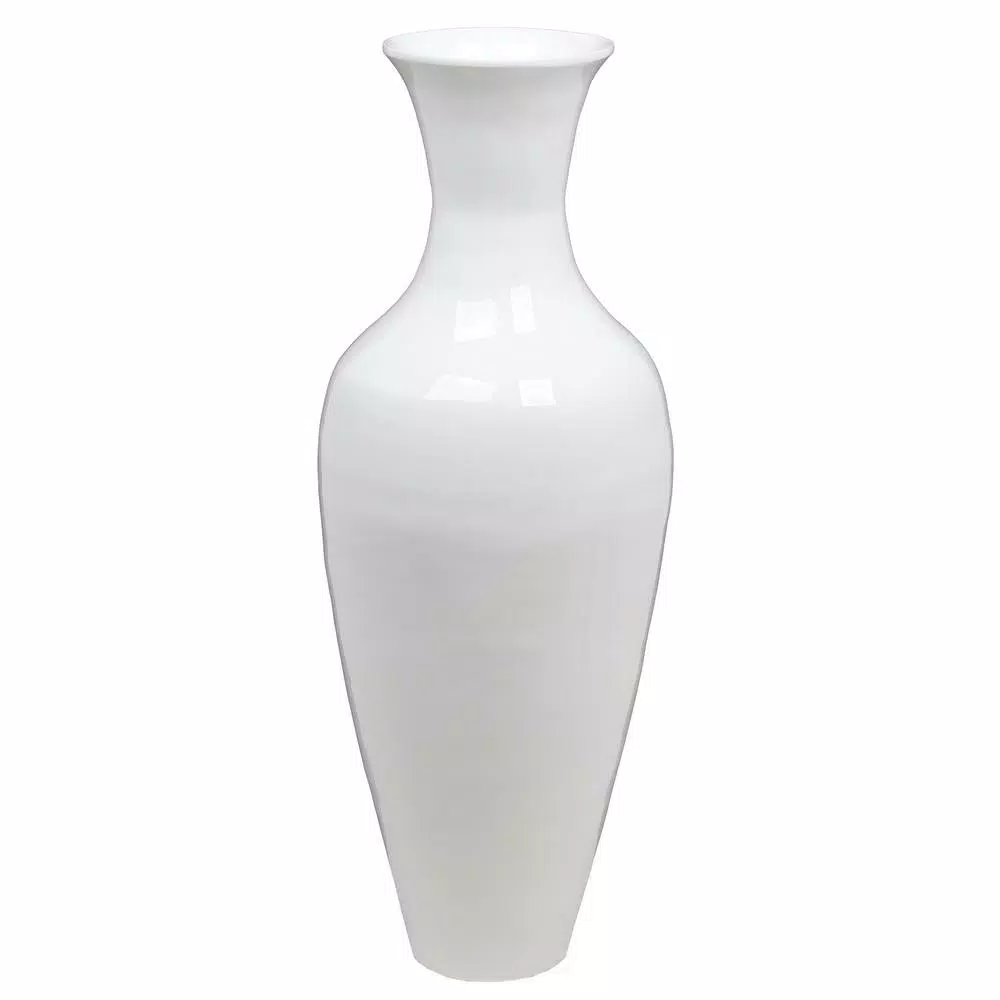 Uniquewise 37 in. White Modern Bamboo Tall Floor Vase - Trumpet Shape