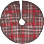 VHC Brands Anderson 21 in. Cherry Red Rustic Plaid Mini Christmas Tree Skirt thumbnail 1